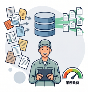 フォーマットの悩みを解消するメリットイラスト